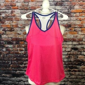 HIND WOMEN RUNNERS ATHLETIC TOP SZ S PINK & BLUE